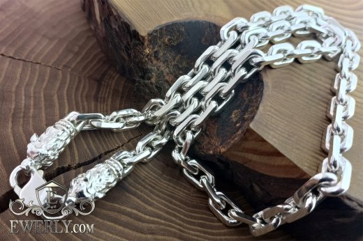 Silver chain - weaving "Anchor", buy thick men's chain